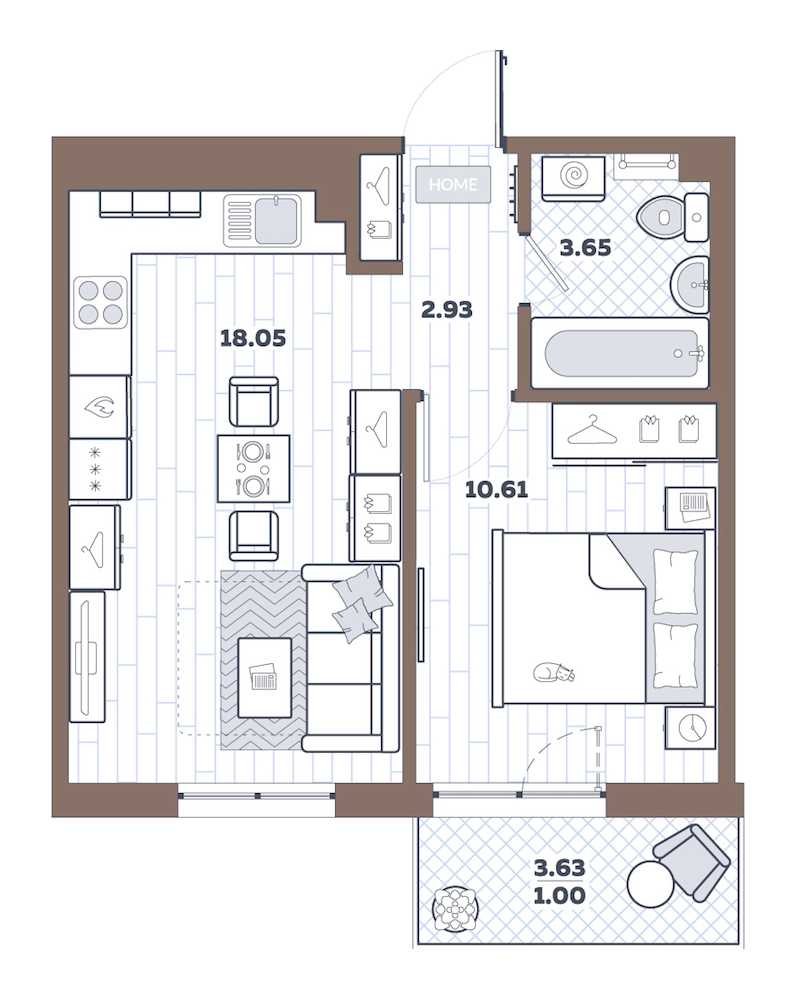 Однокомнатная квартира в : площадь 36.24 м2 , этаж: 2 - 12 – купить в Санкт-Петербурге